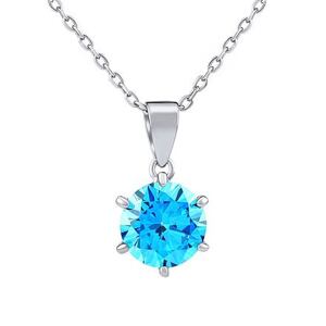 Silvego Luxusný strieborný náhrdelník VIVIANA s modrým Brilliance Zirconia LPS1448NB