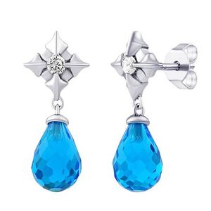 Silvego Strieborné visiace náušnice Julie so svetlo modrými a čírymi Brilliance Zirconia MW15616EB