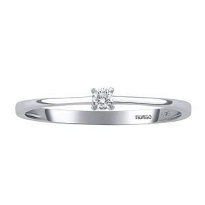 Silvego Zlatý zásnubný prsteň Riley z bieleho zlata s diamantom 0,05 ct DNNCLA005RGWD