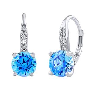 Silvego Strieborné náušnice so svetlo modrými Swarovski Zirconia 7 mm LPS1274ESWLB