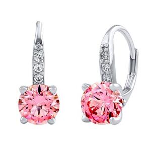 Silvego Strieborné náušnice so svetlo ružovými Swarovski Zirconia 7 mm LPS1274ESWLR