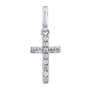 Silvego Diamantový prívesok krížik Serafine z bieleho zlata 0,04 ct KEG131212PGWD
