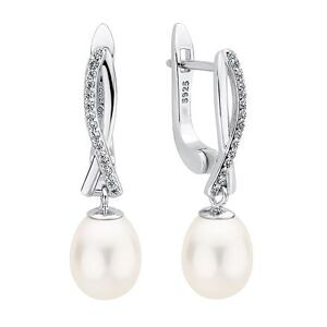 Silvego Strieborné náušnice Niam s bielou prírodnou perlou a Brilliance Zirconia GRP23216EPW