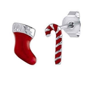 Silvego Strieborné náušnice Santa - topánka a cukrová palička NEW MW14529E