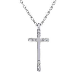 Silvego Strieborný náhrdelník Simon s krížikom a Brilliance Zirconia PRG0136NS