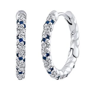 Silvego Strieborné náušnice kruhy Gianna s čírymi a modrými Brilliance Zirconia - 18 mm ZT1014EWB