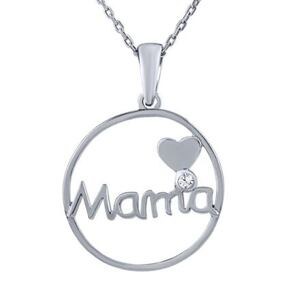 Silvego Strieborný náhrdelník s príveskom Mama a Brilliance Zirconia ZT3014NW