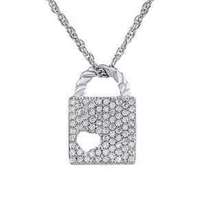 Silvego Strieborný náhrdelník s príveskom zámku lásky s Brilliance Zirconia - 42 + 5 cm ZT2002NW