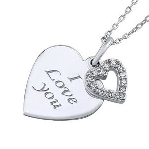Silvego Strieborný náhrdelník s príveskom srdiečka "I love you" - 42 + 5 cm ZT131008NW