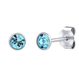 Silvego Strieborné náušnice kôstky Malia s modrými Swarovski Zirconia 4 mm ZT825044EBSW