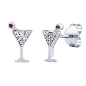 Silvego Strieborné náušnice kôstky koktailové poháre na Martini s Brilliance Zirconia ZT211005EWR