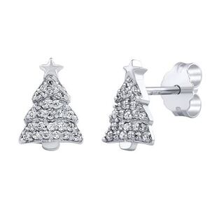 Silvego Strieborné náušnice kôstky vianočný stromček s čírymi Brilliance Zirconia ZT222503EW