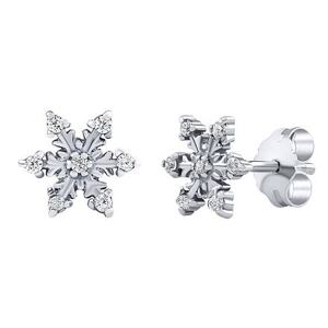 Silvego Strieborné náušnice kôstky snehové vločky s čírymi Brilliance Zirconia ZT1906100EW