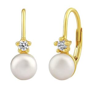 Silvego Strieborné/pozlátené náušnice s pravou prírodnou perlou a Brilliance Zirconia LPS35037EWGP
