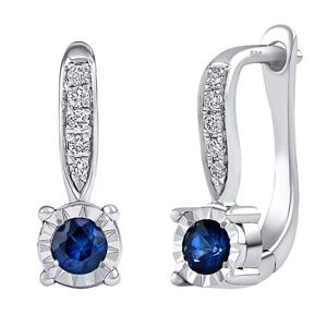 Silvego Diamantové visiace náušnice (0,05 ct) Yves s modrým zafírom v bielom zlate DNN3140EGWDBS
