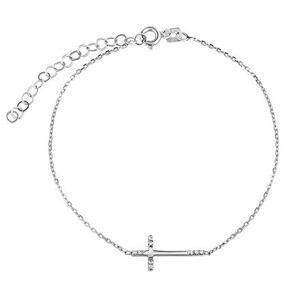 Silvego Strieborný náramok Simon s krížikom a Brilliance Zirconia PRG0136BS