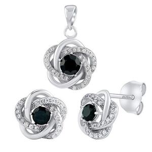 Silvego Strieborná súprava šperkov ROSALYN - náušnice a prívesok s prírodným zafírom a Brilliance Zirconia JJJS0088SA