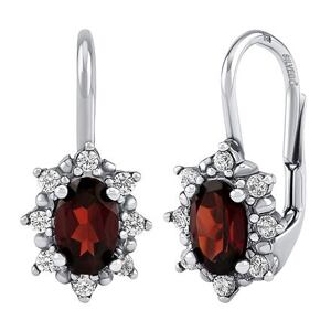 Silvego Strieborné náušnice Lina s prírodným granátom a Brilliance Zirconia JSW2001SGRKL