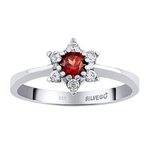 Silvego Strieborný prsteň Leana s prírodným granátom a Brilliance Zirconia JSW3007SGR