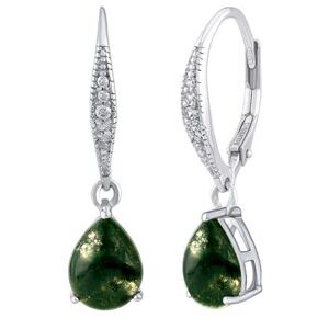 Silvego Strieborné náušnice June s pravým machovým achátom a Brilliance Zirconia JJJS0591EAGM