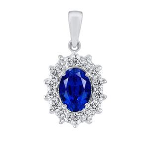 Silvego Zlatý prívesok princeznej KATE z bieleho zlata s prírodným zafírom a diamantmi 0,28 ct DNN2809PGWDBS