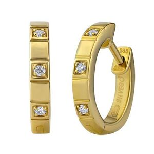 Silvego Diamantové náušnice kruhy Tanya zo žltého zlata s diamantmi 0,05 ct ⌀13 mm DNN3922EGYD