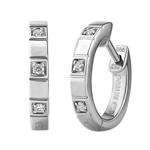 Silvego Diamantové náušnice kruhy Tanya v bielom zlate s diamantmi 0,05 ct ⌀13 mm DNN3922EGWD
