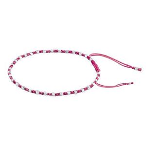 Silvego Textilný náramok Cierra handmade tmavo ružový so striebornými korálkami ONE1073BWI
