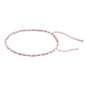Silvego Textilný náramok Cierra handmade svetlo ružový so striebornými korálkami ONE1073BP