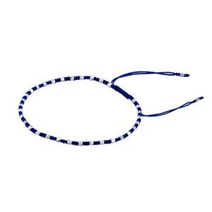 Silvego Textilný náramok Cierra handmade tmavo modrý so striebornými korálkami ONE1073BDB