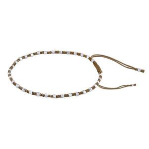 Silvego Textilný náramok Cierra handmade hnedý so striebornými korálkami ONE1073BGO