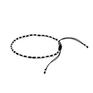 Silvego Textilný náramok Cierra handmade čierny so striebornými korálkami ONE1073BBLA