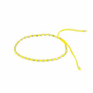 Silvego Textilný náramok Cierra handmade žltý so striebornými korálkami ONE1073BY