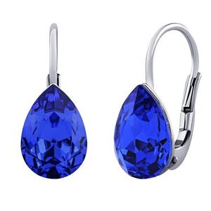 Silvego Strieborné náušnice so Swarovski® Crystals kvapka tmavo modrá SILVEGOVSW081E