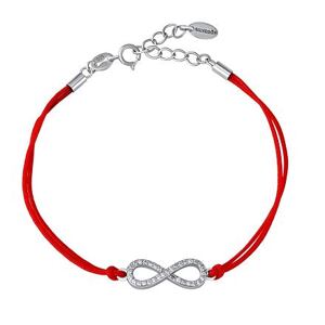 Silvego Detský textilný náramok červený s Brilliance Zirconia na Infinity Lilith PRZ0492BIF