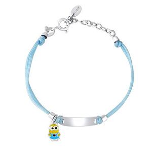 Silvego Textilný náramok Minion so striebornými doplnkami a zapínaním PRZ0164BMN