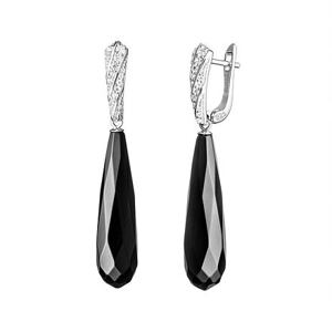 Silvego Strieborné náušnice Hekaté s prírodným onyxom a Brilliance Zirconia GRP21500EON