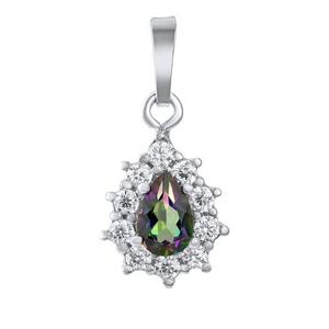 Silvego Elegantný strieborný prívesok Kristin s prírodným Mystic Topazom a Brilliance Zirconia SILVEGOB31866SPMT