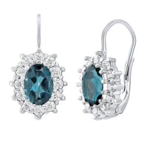 Silvego Strieborné náušnice Kate s prírodným London Blue topazom a Brilliance Zirconia SILVEGOB31571SLNBT