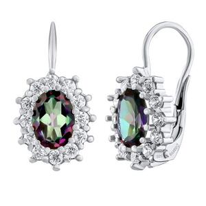 Silvego Strieborné náušnice Kate s prírodným Mystic Green topazom a Brilliance Zirconia SILVEGOB31571SMT