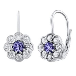 Silvego Strieborné náušnice MARGUERITE s prírodným tanzanitom a Brilliance Zirconia SILVEGOB32655STZN