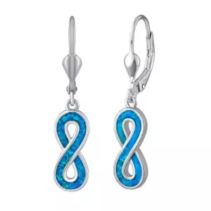 Silvego Strieborné visiace náušnice INFINITY - Blue Lagoon s modrým syntetickým opálom LPS2437EBO