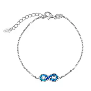 Silvego Strieborný náramok INFINITY - Blue Lagoon s modrým syntetickým opálom LPS2602BBO