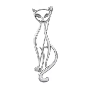 Silvego Strieborná brošňa mačka Pretty - 6 cm PRM10196