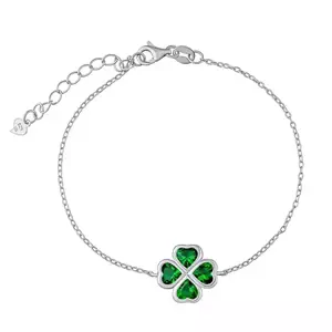 Silvego Strieborný náramok štvorlístok so zelenými Brilliance Zirconia JJJ0085BG