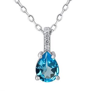 Silvego Strieborný náhrdelník Steffi s prírodným Topazom a Brilliance Zirconia 42 + 5 cm JJJ1993NTS