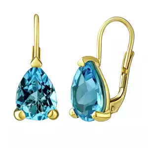 Silvego Zlaté náušnice Babette zo žltého zlata s prírodným Swiss Blue Topaz SILVEGOG380910SBTGY