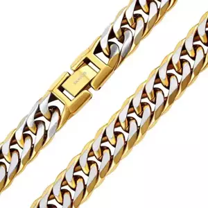 Silvego Pozlátený masívny náramok Curb 11 mm z chirurgickej ocele KMM282457BGP