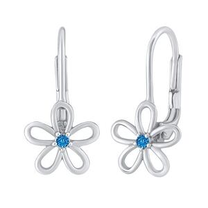 Silvego Strieborné náušnice - kvet s modrým Swarovski® Zirconia SILVEGOB31857SB