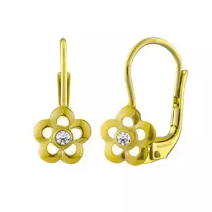 Silvego Zlaté detské náušnice kvetinky Fiore s Brilliance Zirconia SILVEGOG70164CZY